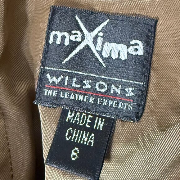 Maxima Wilsons Leather Suede Pants Wide Leg Bottom Camel/Carmel Color Sz 6 - Picture 4 of 12